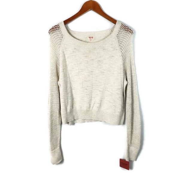 Mossimo Supply Co. Sweaters - Mossimo Cropped Sweater Lightweight Top Net Sleeve